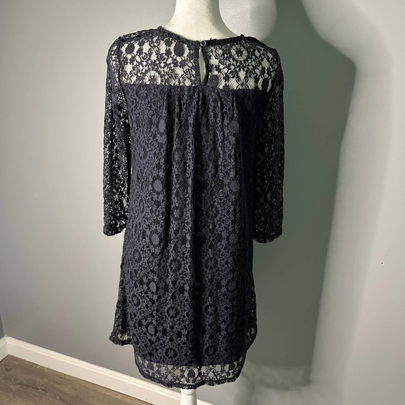 Monteau Los Angeles Navy Blue Lace Overlay Dress - Size Small - Picture 4 of 6